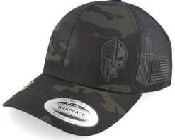 Army Skull Usa Multicam Black Trucker - Army Head