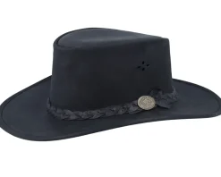 Aussie Bush Squashable Leather Black Traveler - MJM Hats