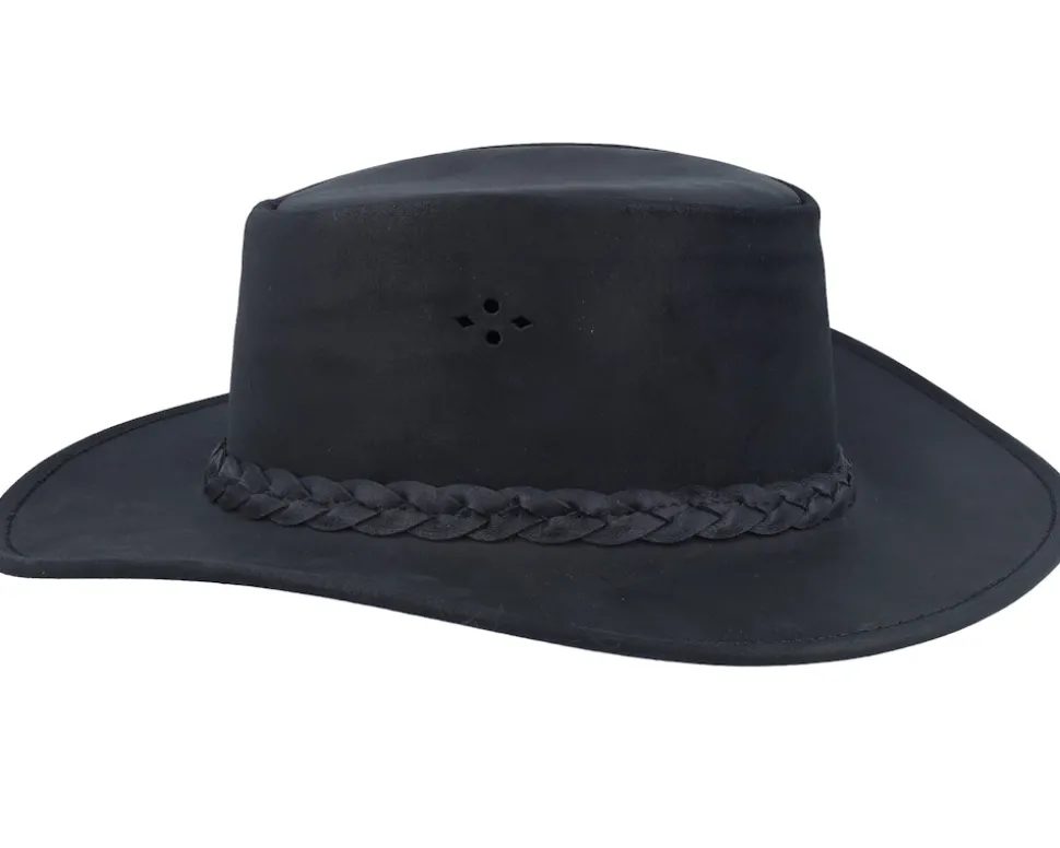 Aussie Bush Squashable Leather Black Traveler - MJM Hats