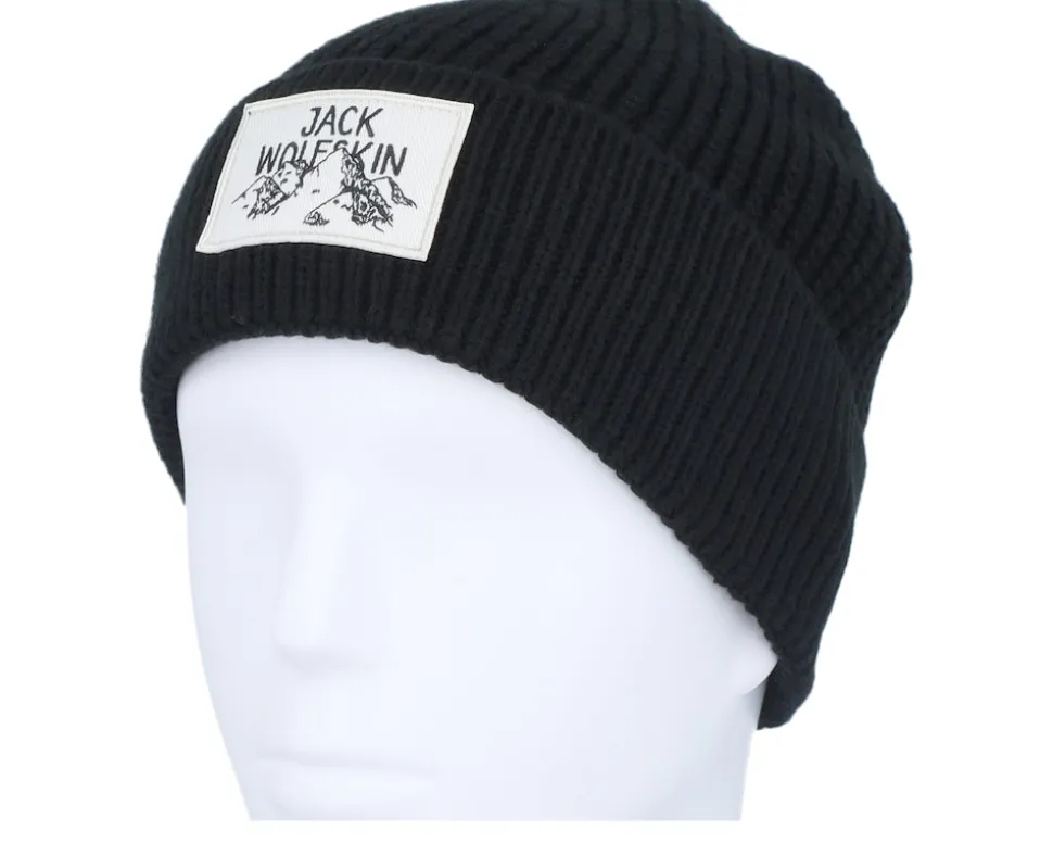 Badge Beanie Black Cuff - Jack Wolfskin