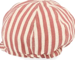 Balloon Cap In Stripy Fabric Linen wine Red Vega Cap - Seeberger