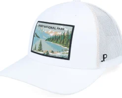 Banff National Park White A-Frame Trucker - Jim Pilleus