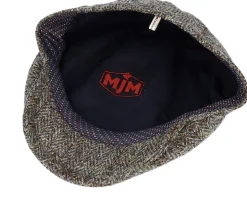 Bang Harris Tweed Ym Green Herringbone Flat Cap - MJM Hats