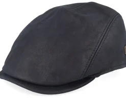 Bang Leather Black Flat Cap - MJM Hats