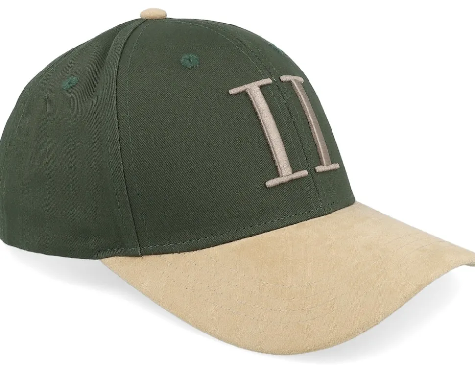 Baseball Cap Contrast Suede Ii Dark Green/Warm Sand Adjustable - Les Deux