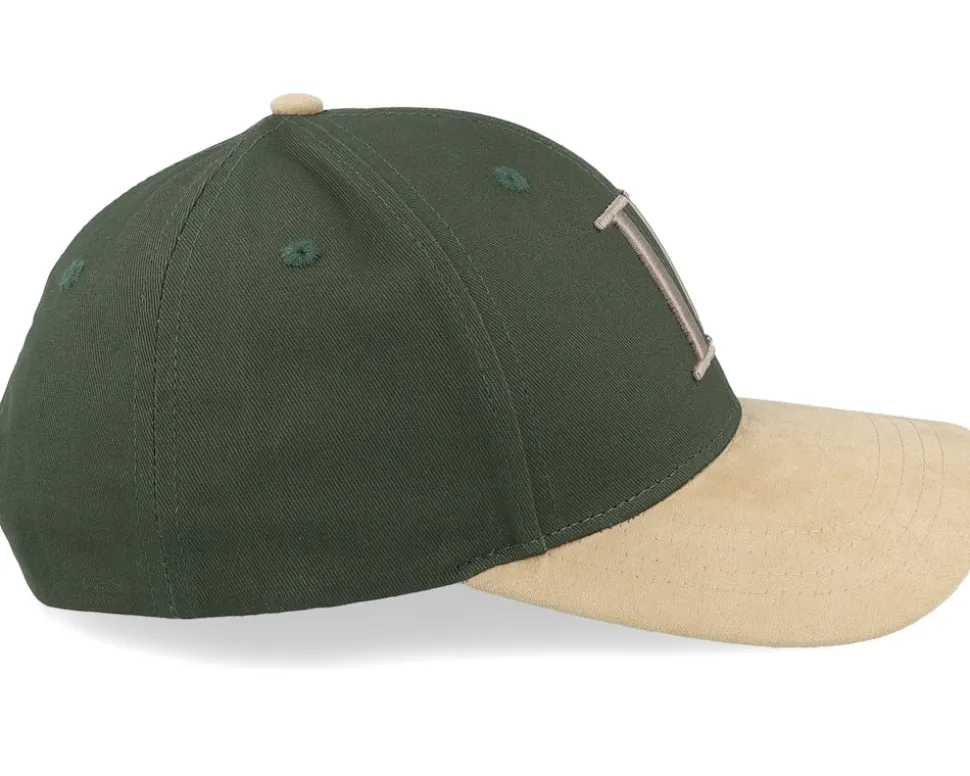 Baseball Cap Contrast Suede Ii Dark Green/Warm Sand Adjustable - Les Deux