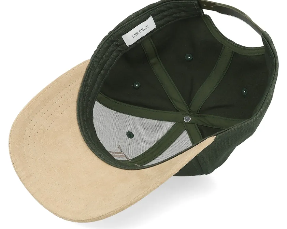 Baseball Cap Contrast Suede Ii Dark Green/Warm Sand Adjustable - Les Deux