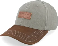 Baseball Cap Cotton/Suede Khaki/Brown Adjustable - Stetson