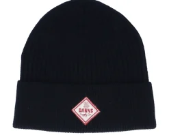 Basic Beanie Merino Fine Rib Black Cuff - Djinns