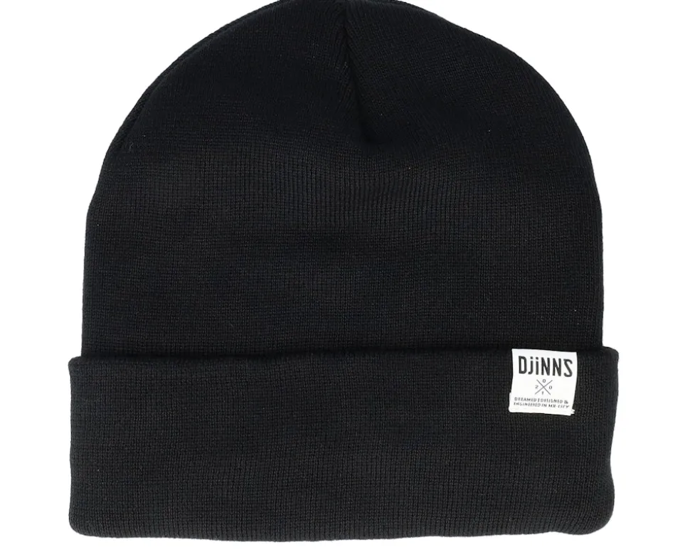 Basic Beanie Recycled Yarn Black Cuff - Djinns
