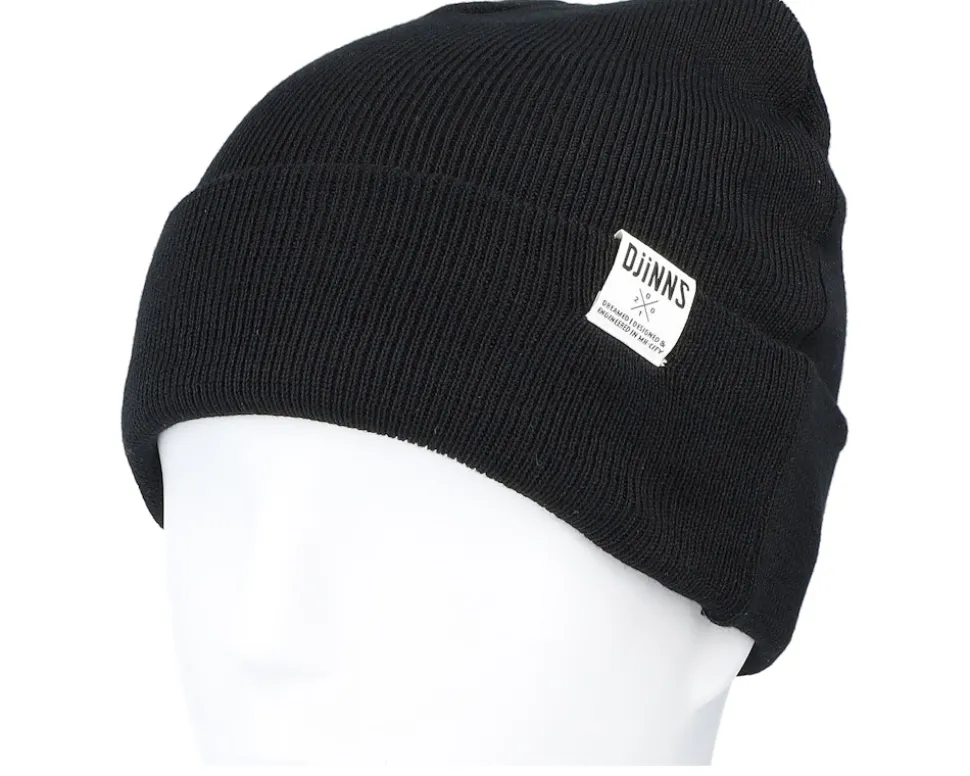 Basic Beanie Recycled Yarn Black Cuff - Djinns