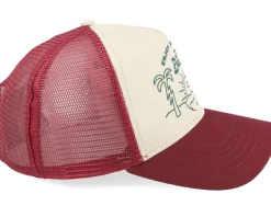 Beach Day Offwhite/Burgundy A-Frame Trucker - Coastal