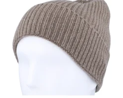 Beanie Rib 42 Rec Wool/Cashmere Mix Beige Cuff - MJM Hats