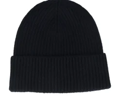 Beanie Rib 42 Rec Wool/Cashmere Mix Black Cuff - MJM Hats