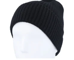 Beanie Rib 42 Rec Wool/Cashmere Mix Black Cuff - MJM Hats
