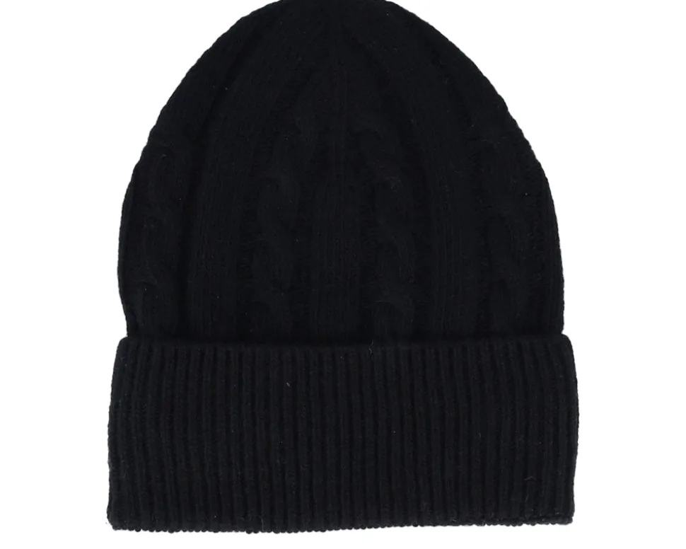 Beanie Rib 32 Recycled Wool Mix Black Cuff - MJM Hats