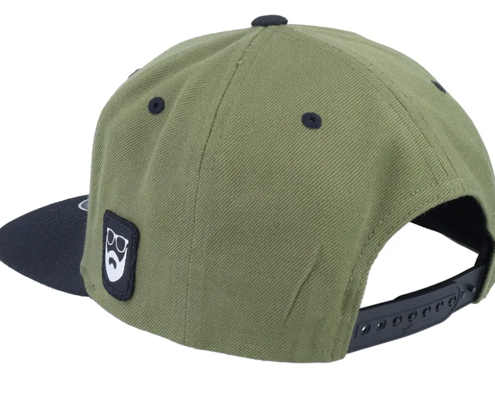 Bear Cap Man Olive/Black Snapback - Bearded Man