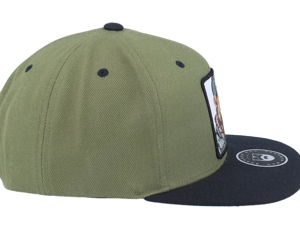 Bear Cap Man Olive/Black Snapback - Bearded Man