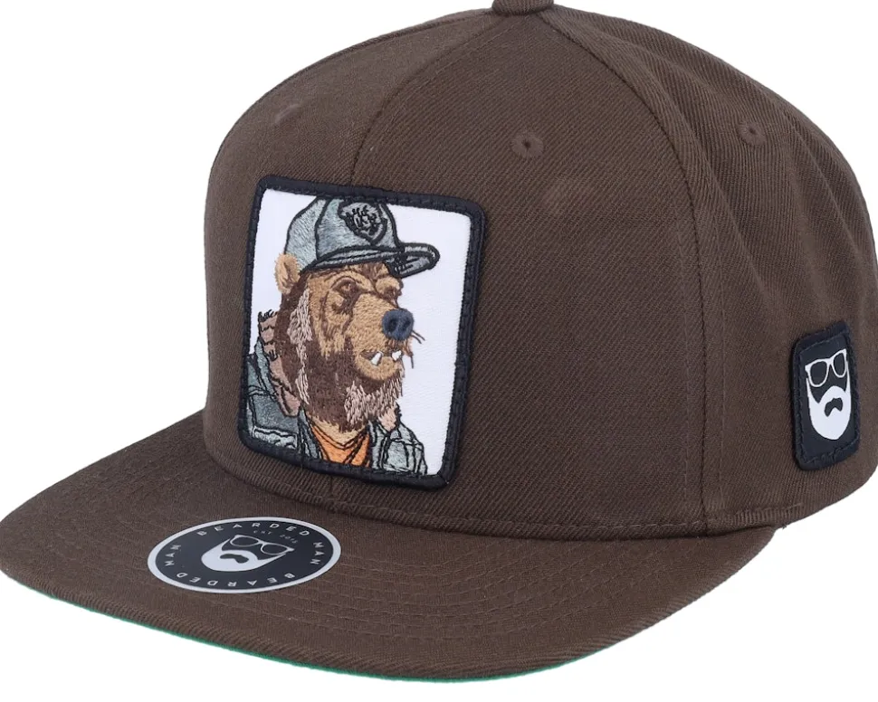 Bear Cap Man Olive/Black Snapback - Bearded Man