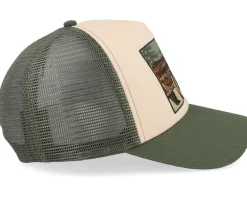 Bear High Cap Stone/Dark Green A-Frame Trucker - Upfront