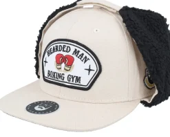 Bearded Boxing Gym Canvas Beige/Black Earflap - Bearded Man