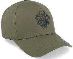 Bearded Skull Axe Wooly Combed Olive Flexfit - Vikings