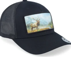 Big Deer Wide Patch Retro Black Trucker - Hunter