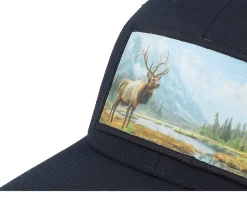 Big Deer Wide Patch Retro Black Trucker - Hunter
