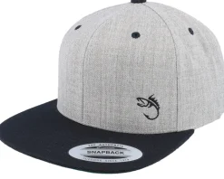 Black Fish Hook Logo Heather Grey Snapback - Skillfish