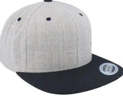 Black Fish Hook Logo Heather Grey Snapback - Skillfish