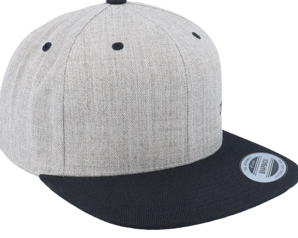 Black Fish Hook Logo Heather Grey Snapback - Skillfish