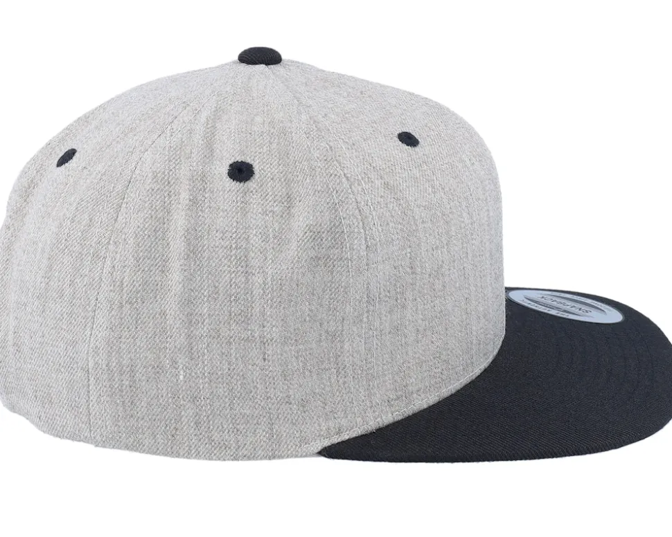 Black Fish Hook Logo Heather Grey Snapback - Skillfish