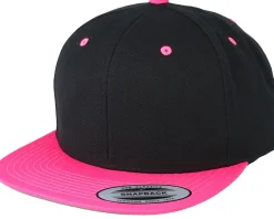 Black/Neon Pink Snapback - Yupoong