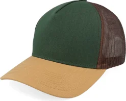 Blank Dark Green/Brown/Wheat A-frame Trucker - Equip