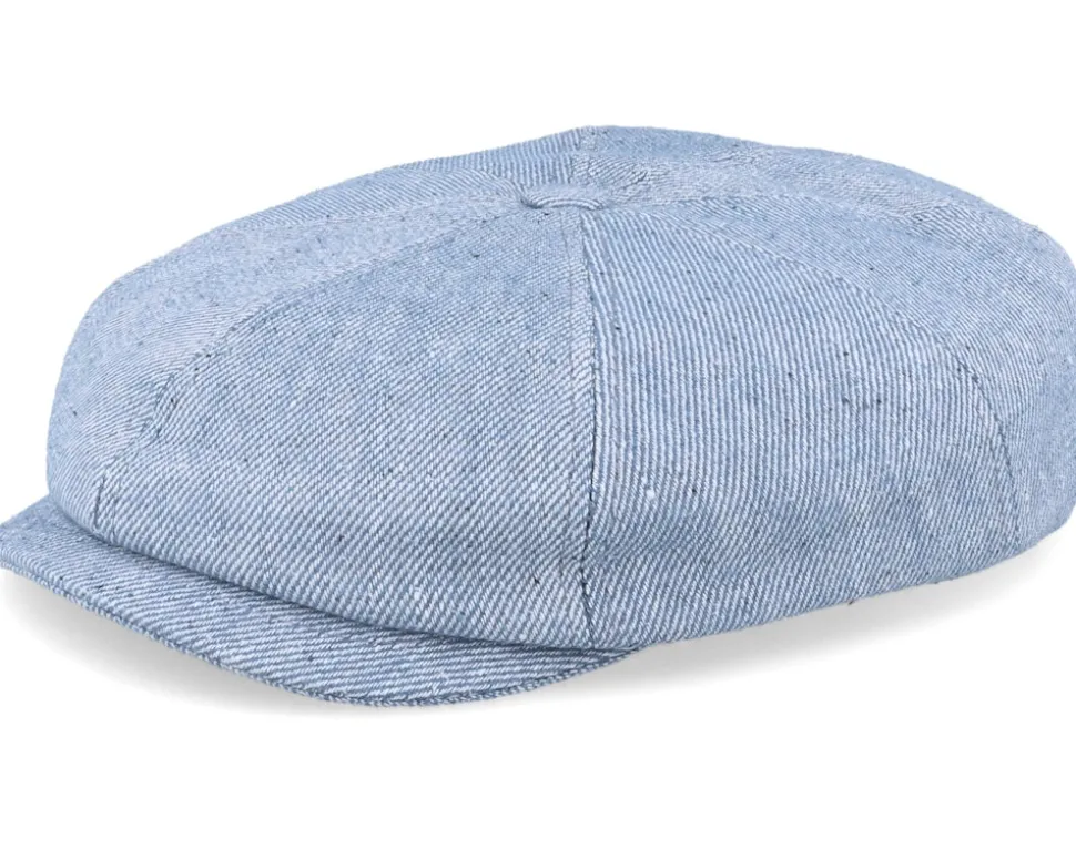 Blue Line Brett Linen Mix Light Blue Flat Cap - MJM Hats
