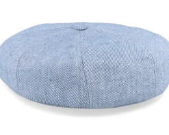 Blue Line Brett Linen Mix Light Blue Flat Cap - MJM Hats