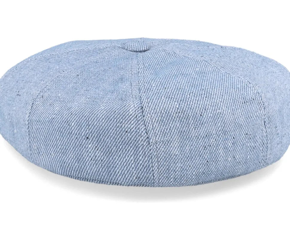 Blue Line Brett Linen Mix Light Blue Flat Cap - MJM Hats