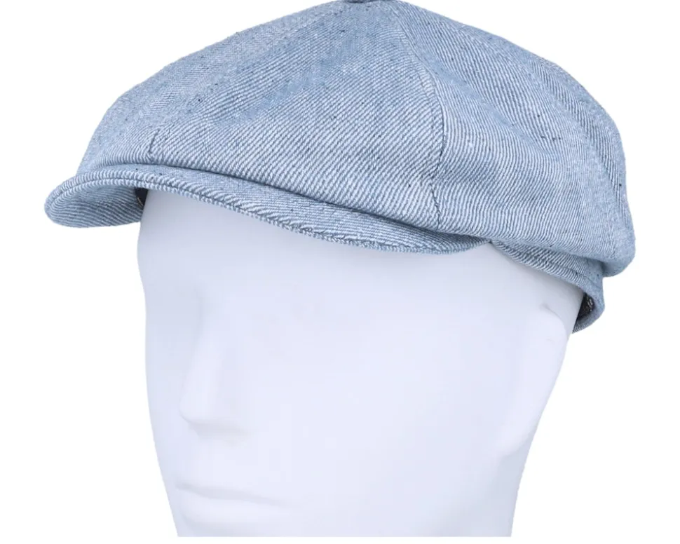Blue Line Brett Linen Mix Light Blue Flat Cap - MJM Hats