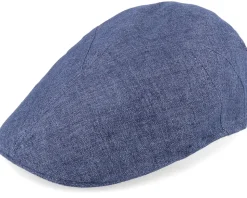 Blue Line Bruce Linen Blue Flat Cap - MJM Hats