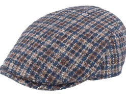 Blue Line Mestre Wool/Cashmere Brown Check Flat Cap - MJM Hats