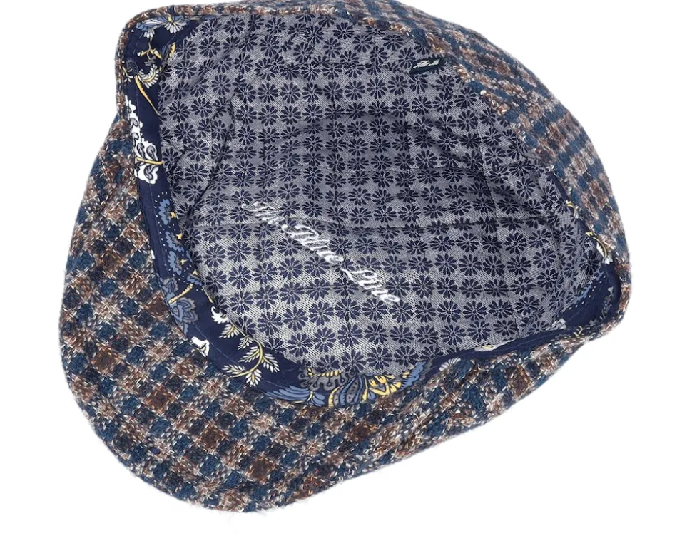 Blue Line Mestre Wool/Cashmere Brown Check Flat Cap - MJM Hats