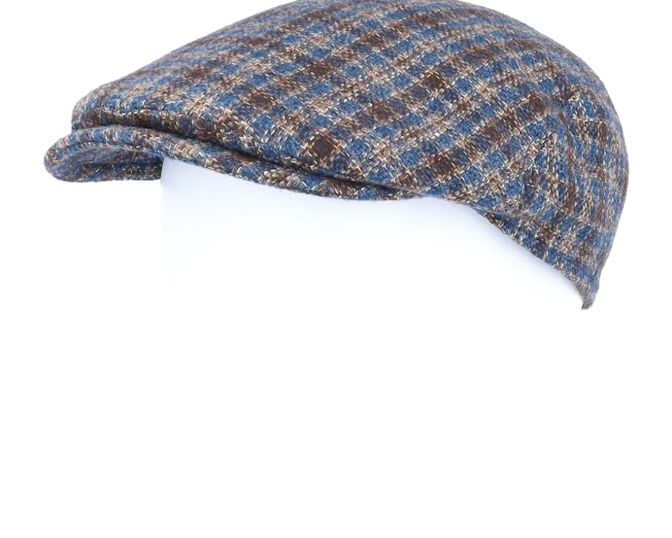 Blue Line Mestre Wool/Cashmere Brown Check Flat Cap - MJM Hats