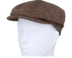 Blue Line Mio Shetland Wool Brown Flat Cap - MJM Hats