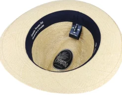 Blue Line Tom Crochet Panama Natural Straw Hat - MJM Hats