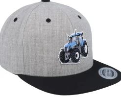 Blue Tractor Heather Grey/Black Snapback - Kiddo Cap