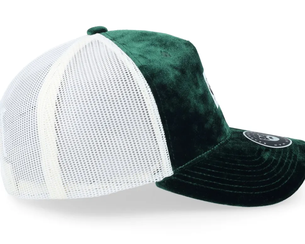 Bm Logo Wh Woven Velvet Green/Ivory A-frame Trucker - Bearded Man
