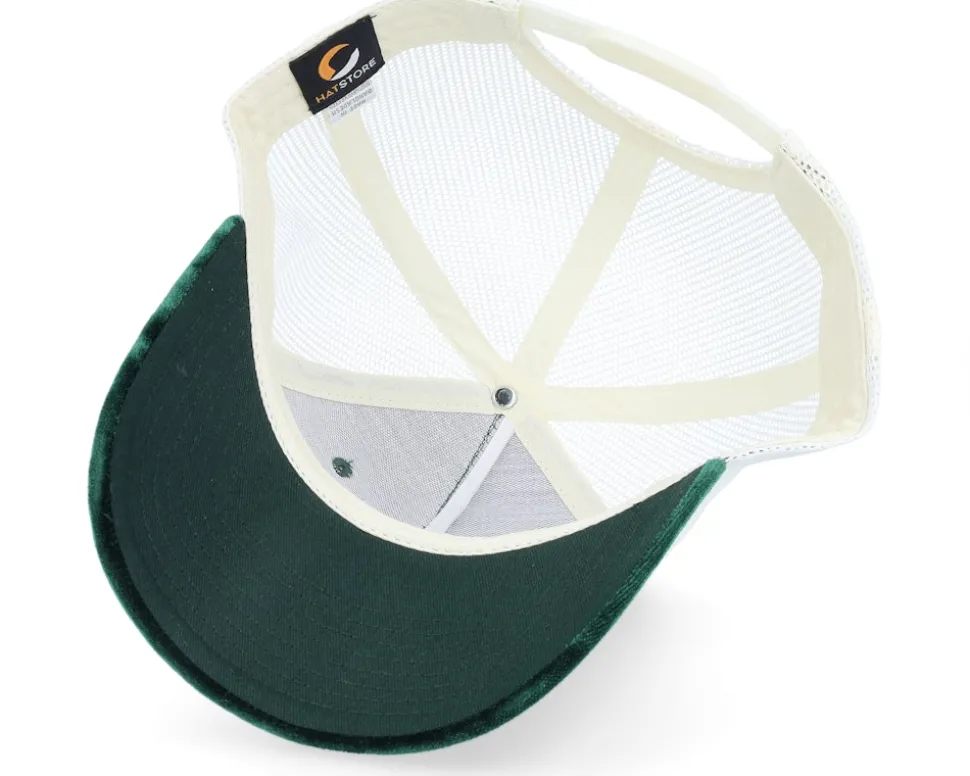 Bm Logo Wh Woven Velvet Green/Ivory A-frame Trucker - Bearded Man