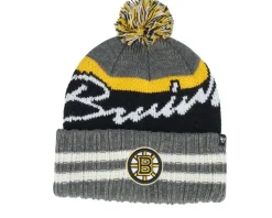 Boston Bruins Hyperbolic 47 Cuff Beanie Charcoal/Black/Yellow Pom - 47 Brand
