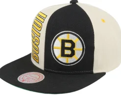 Boston Bruins Pop Panel Off White/Black Snapback - Mitchell & Ness