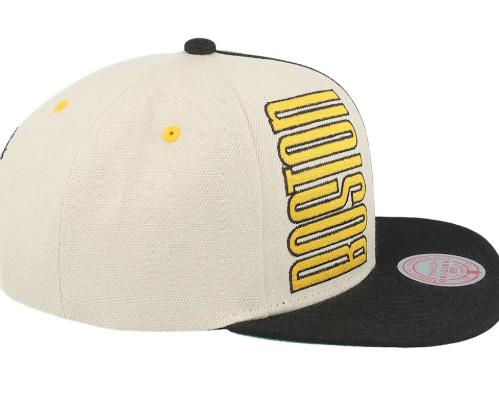 Boston Bruins Pop Panel Off White/Black Snapback - Mitchell & Ness